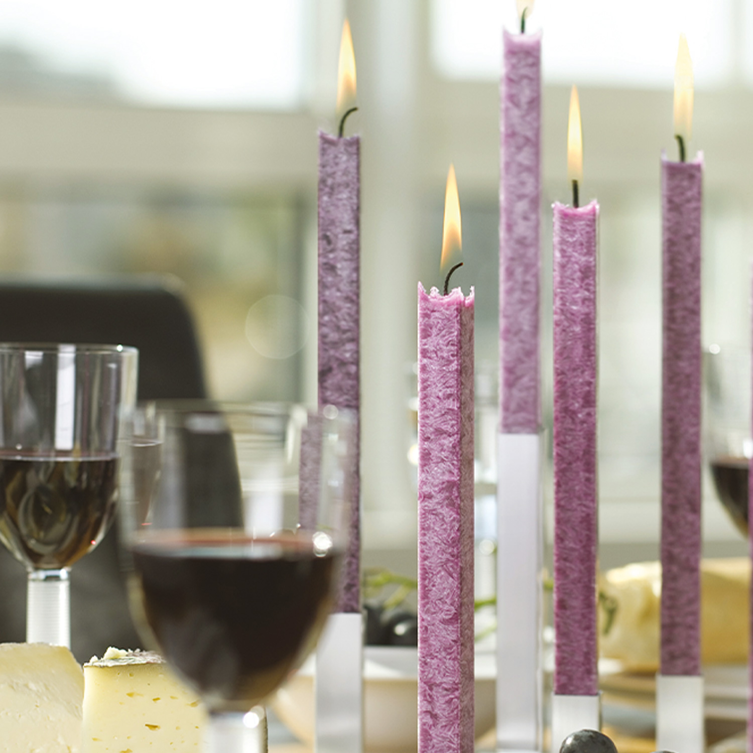 Set di 10 candele luminose / Candela per candelabro CHARLOTTE, crema